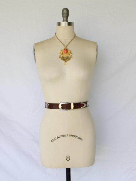 Brighton leather Silver Tone Medallion heart Concho Belt Cowgirl Southwest L - Picture 8 of 9